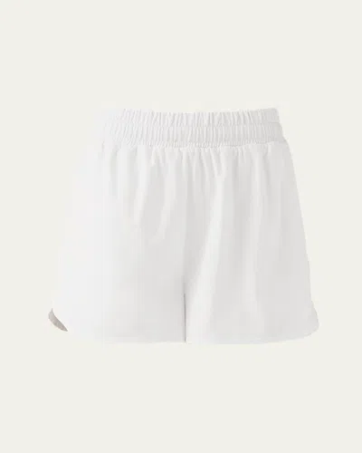 Beyond Yoga Stretch Woven In Stride Lined Shorts In White