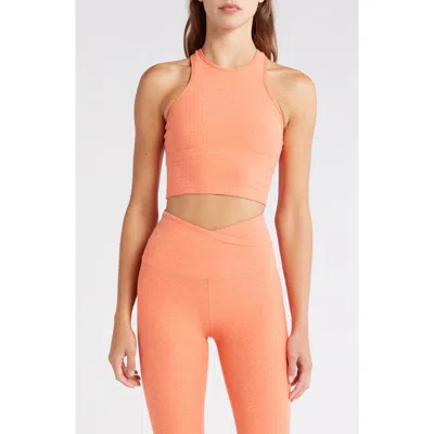 Beyond Yoga Studio Crop Tank In Radiant Coral Heathe