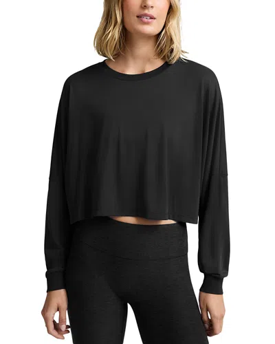 Beyond Yoga Studio Luxe Cropped Long Sleeve Tee In Black