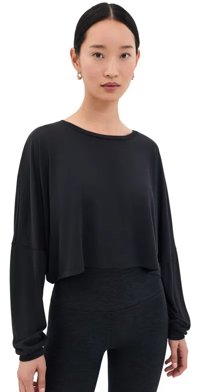 Beyond Yoga Studio Luxe Cropped Long Sleeve Tee Black