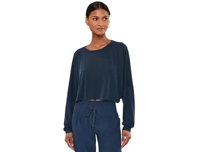 Beyond Yoga Studio Luxe Cropped Long Sleeve T-shirts In Blue
