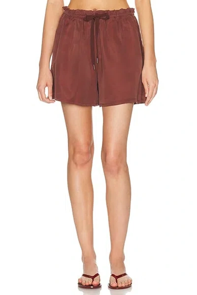 Beyond Yoga Sunkissed Cupro Drawstring Short In Burgundy