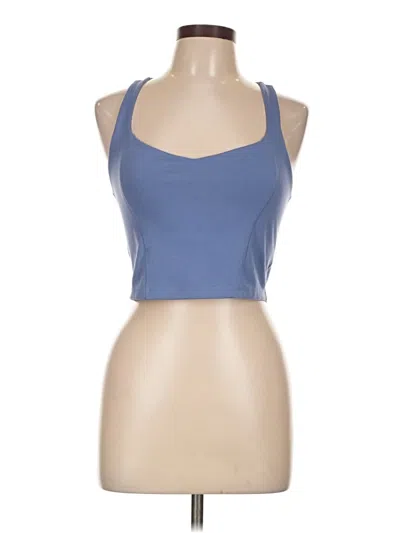 Pre-owned Beyond Yoga Tank Top Blue Solid Pattern Halter Neckline Tops