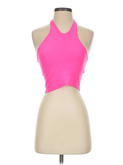Pre-owned Beyond Yoga Tank Top Pink Halter Neckline Tops