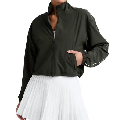 Beyond Yoga Track Relaxed Fit Jacket In Olive Ink In Green