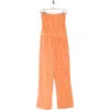 Shop Beyond Yoga Tropez Strapless Jumpsuit In Orange Dream