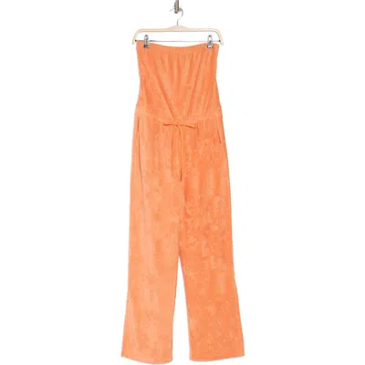 Beyond Yoga Tropez Strapless Jumpsuit In Orange Dream