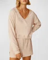 Beyond Yoga Tropez Terry Pullover In Pristine Cream