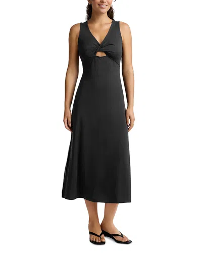 Beyond Yoga Twist Keyhole Midi Dress In Black