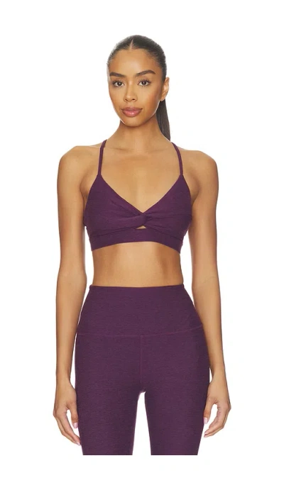 Beyond Yoga Twist Front Strappy Bra In Purple