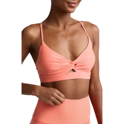 Beyond Yoga Twist Front Strappy Sports Bra In Pink