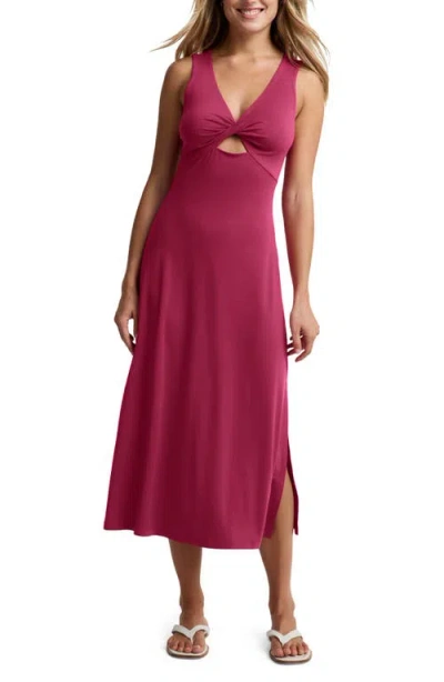 Beyond Yoga Twist Keyhole Midi Dress In Pink
