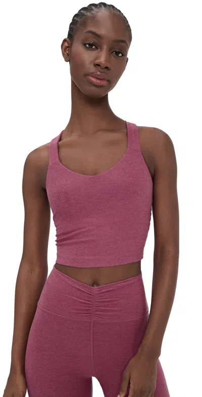 Beyond Yoga Twist Through Cropped Tank Top Smooth Mauve Heather In Pink