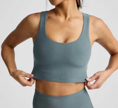 Beyond Yoga Twister Cropped Tank In Storm Heather In Blue