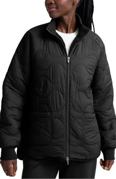 Beyond Yoga Two-way Reversible Quilted Jacket In Black