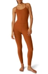 Beyond Yoga Uplevel Space Dye Midi Jumpsuit In Warm Clay Heather