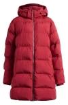 Beyond Yoga Warm Up Hooded Long Puffer Coat In Red