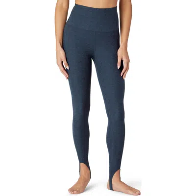 Beyond Yoga Well Rounded Space Dye Stirrup Leggings In Nocturnal Navy