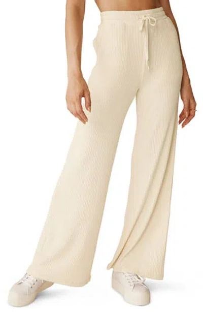 Beyond Yoga Well Traveled Rib Wide Leg Drawstring Pants In Ivory