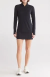 Beyond Yoga Westside Long Sleeve Ribbed Minidress In Black Heather