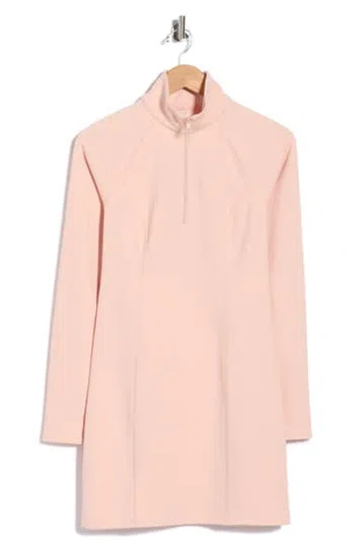 Beyond Yoga Westside Long Sleeve Ribbed Minidress In Cream Pink Heather Rib