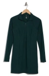 Beyond Yoga Westside Long Sleeve Ribbed Minidress In Midnight Green Heather Rib