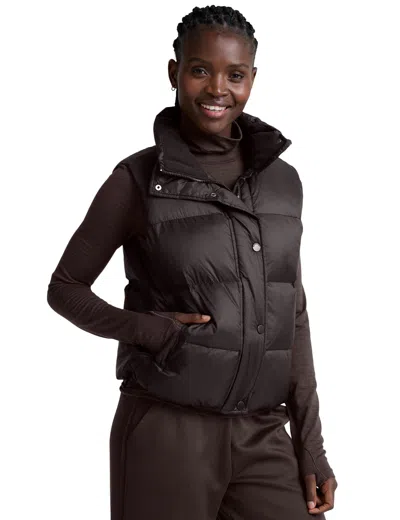 Beyond Yoga Big Cozy Puffer Vest In Dark Chocolate In Burgundy