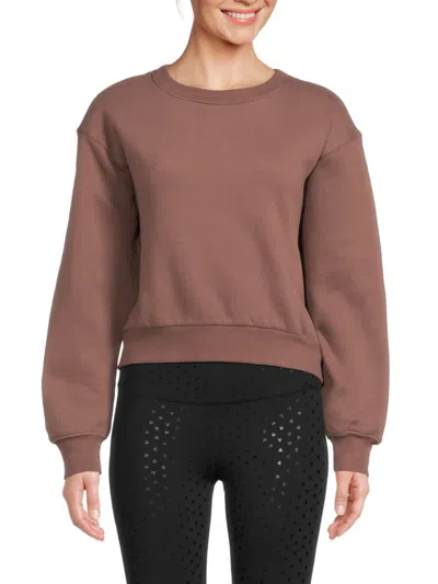 Beyond Yoga Women's Cropped Fleece Crewneck Sweatshirt In Sienna Brown