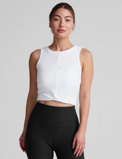 Beyond Yoga Featherweight Center Stage Cropped Tank Top In White