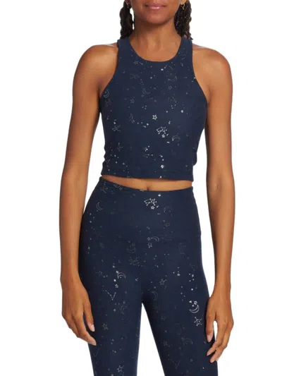 Beyond Yoga Women's Focus Foil Cropped Tank In Nocturnal