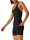 Beyond Yoga Spacedye Get Up And Go Pocket Biker Jumpsuit In Darkest Night