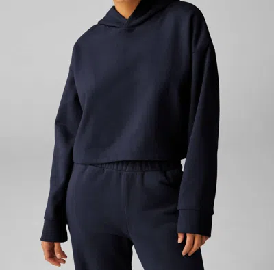 Beyond Yoga Women's Luxefleece Happiness Cropped Hoodie In After Dark Navy In Blue