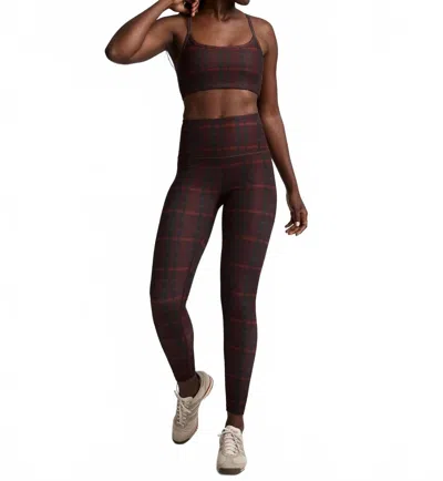 Beyond Yoga Women's Softmark Slim Racerback Bra In Dark Cherry Preppy Plaid In Brown