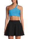 Shop Beyond Yoga Women's Space Dye One Shoulder Sports Bra In Cali Blue