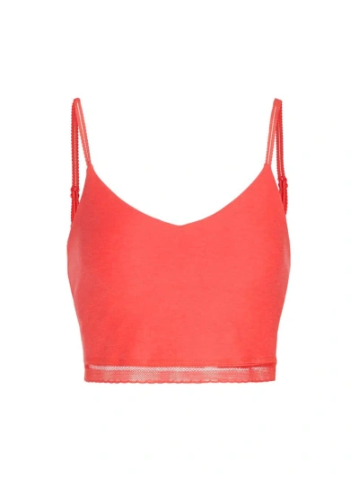 Beyond Yoga Women's Spacedye Allure Lace High Cropped Tank In Red Ash Heather