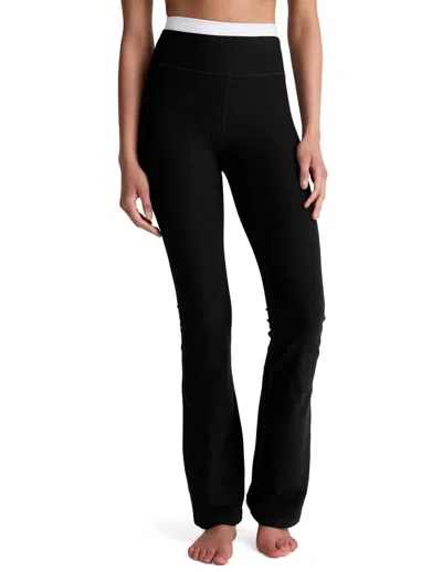 Beyond Yoga Women's Spacedye Layered Bootcut Pant In Darkest Night In Black