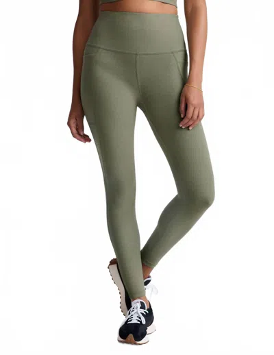 BEYOND YOGA WOMEN'S SPACEDYE OUT OF POCKET MIDI LEGGING IN GREY SAGE HEATHER