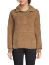 Beyond Yoga Women's Take Flight Faux Fur Zip-up Pullover In Camel