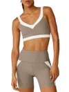 Beyond Yoga Women's Top Line V-neck Sports Bra In Birch/cloud White