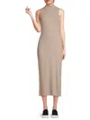 Beyond Yoga Women's Well Traveled Rib-knit Mockneck Midi Dress In Birch