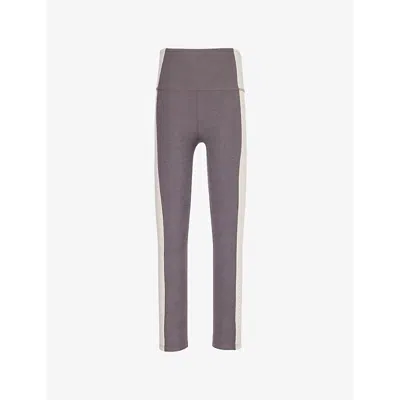 Beyond Yoga Womens  Spacedye Tapered-leg High-rise Stretch-woven Leggings In Soft Umber Heath/e/shell