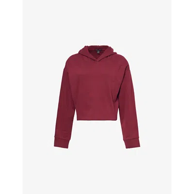 Beyond Yoga Womens Happiness Cropped Cotton-blend Jersey Hoody California Merlot