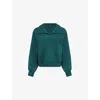 Beyond Yoga Street Smart Johnny Collar Fleece Sweatshirt In Dark Spruce Green