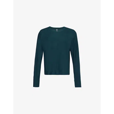 Beyond Yoga Womens Featherweight Daydreamer Stretch-woven Top Dark Spruce Grn Heather
