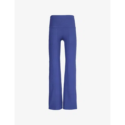Beyond Yoga Womens Spacedye High-waist Practice Straight-leg Stretch-woven Leggings Eternal Blue Heather