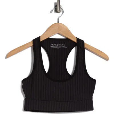 Beyond Yoga Work It Over Longline Sports Bra In Black