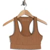 Beyond Yoga Work It Over Longline Sports Bra In Toffee