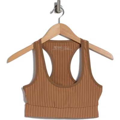 Beyond Yoga Work It Over Longline Sports Bra In Toffee