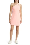 Beyond Yoga Your Mind One-shoulder Space Dye Minidress In Electric Peach Heather