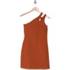 Beyond Yoga Your Mind One-shoulder Space Dye Minidress In Warm Clay Heather